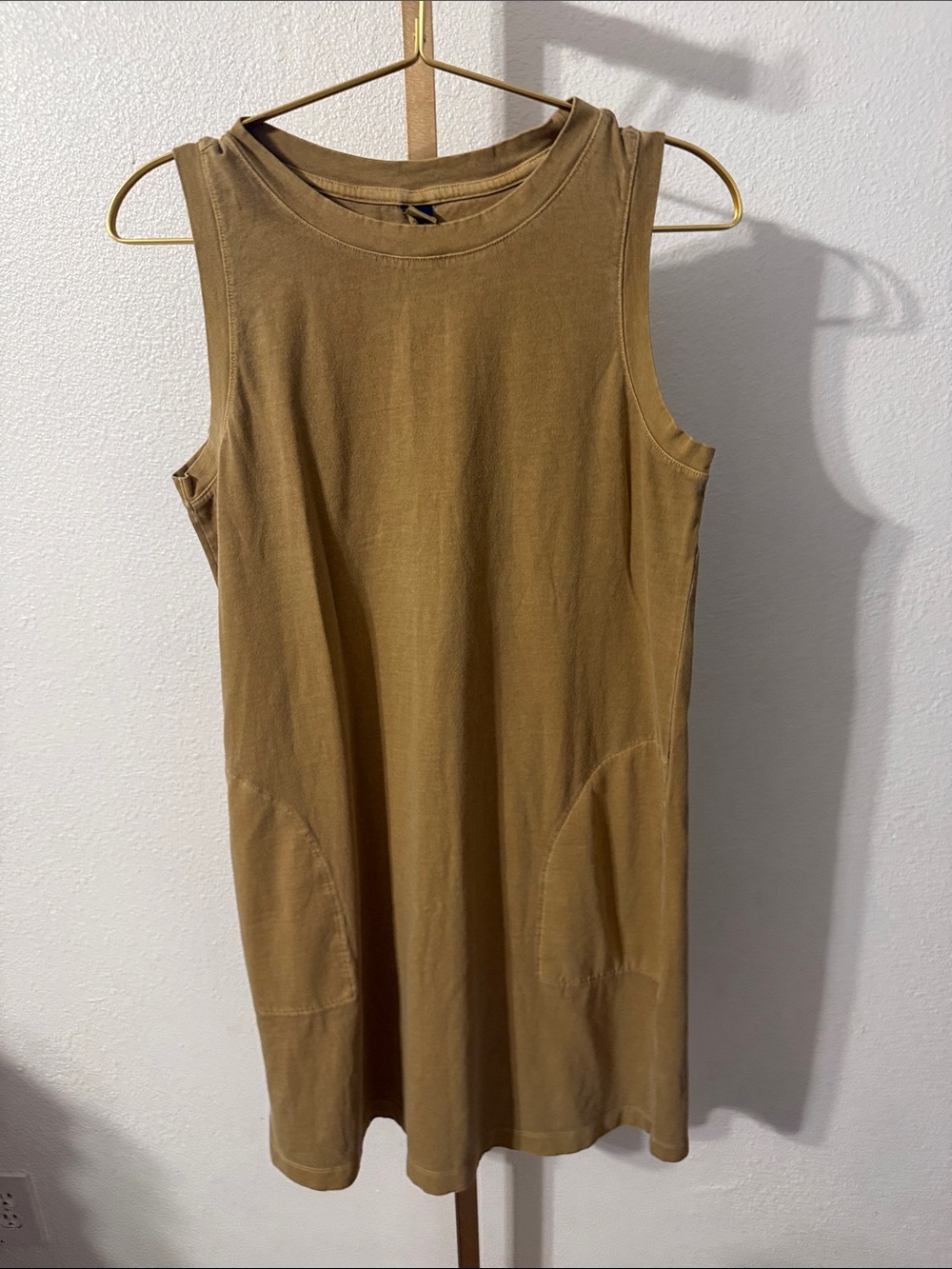 Women’s Sleeveless Jersey Dress - Mustard/Gold- medium